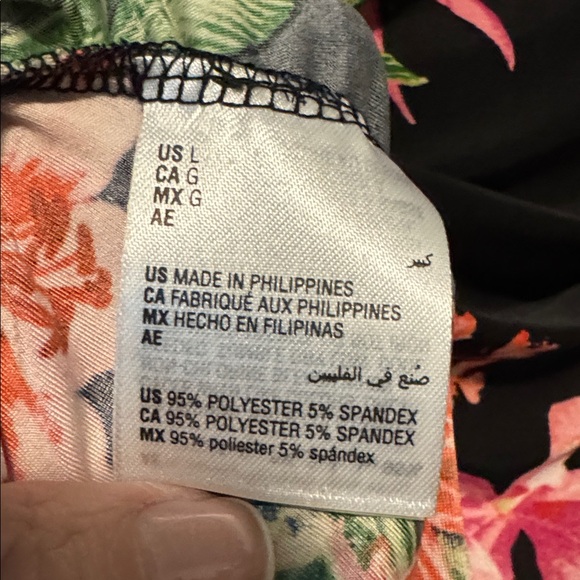 I.N.C. Floral printed lace up Rouched slinky blouse Top Womens L stretch office - Picture 9 of 12